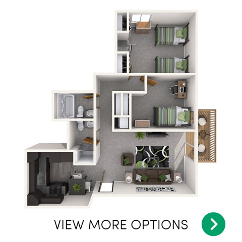 2 bedroom apartment floor plans in East Lansing, MI near Michigan State University | Eden Roc